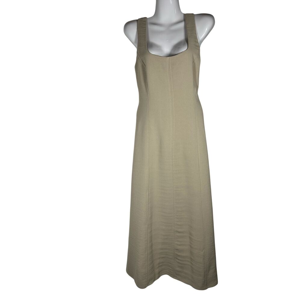 J Joie beige Sleeveless Square Neck Soft Fit & Flare Midi Dress size 4 business
